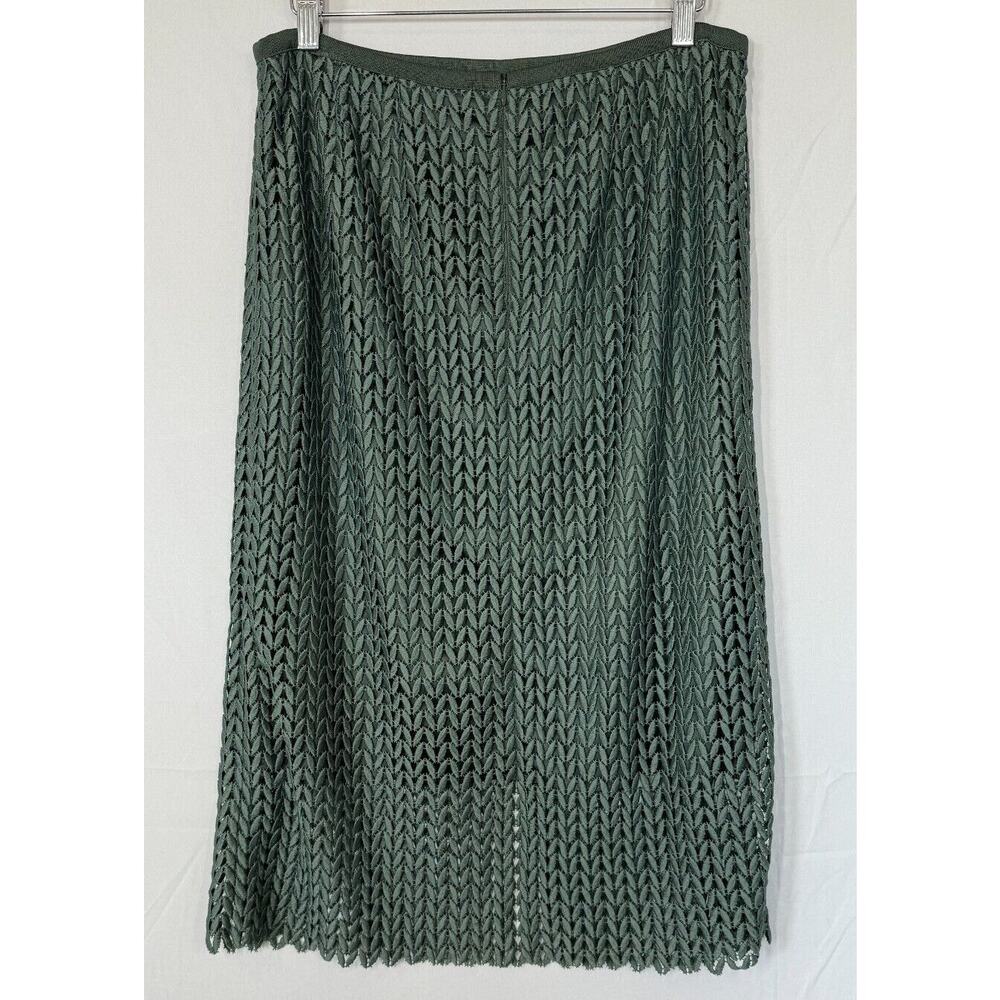 Lafayette 148 New York Lace Midi Skirt Womens Size 8 Lined Sage Green - Picture 3 of 7